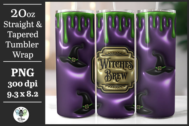 3D Halloween Tumbler Wrap | Witches Brew PNG Sublimation B Renee Design 