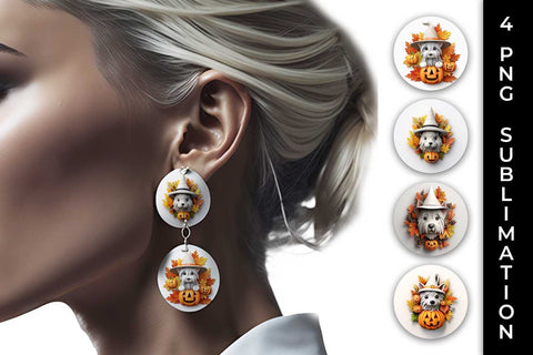 3D Halloween Westie Dog Earrings Sublimation PNG Bundle Free For Commercial Use Sublimation Sintegra 