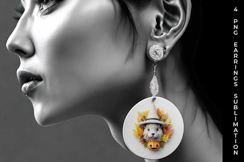 3D Halloween Westie Dog Earrings Sublimation PNG Bundle Free For Commercial Use Sublimation Sintegra 