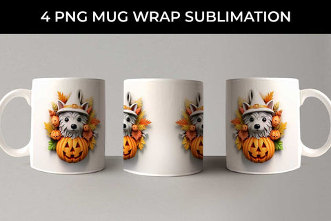 3D Halloween Westie Dog Mug Wrap Sublimation PNG Bundle Free For Commercial Use Sublimation Sintegra 
