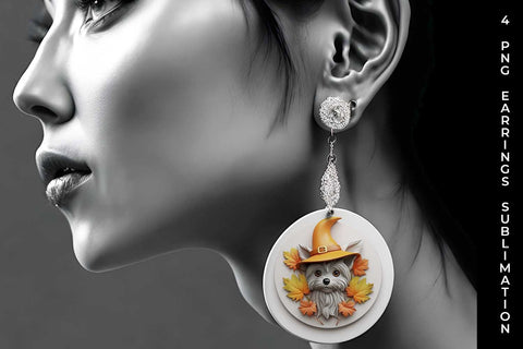3D Halloween Yorkshire Terrier Dog Earrings Sublimation PNG Bundle Free For Commercial Use Sublimation Sintegra 