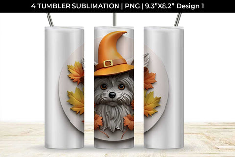 3D Halloween Yorkshire Terrier Dog Tumbler Wrap 20 oz Sublimation PNG Bundle Free For Commercial Use Sublimation Sintegra 