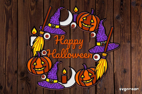 3D Happy Halloween Wreath Svg SVG SvgOcean 