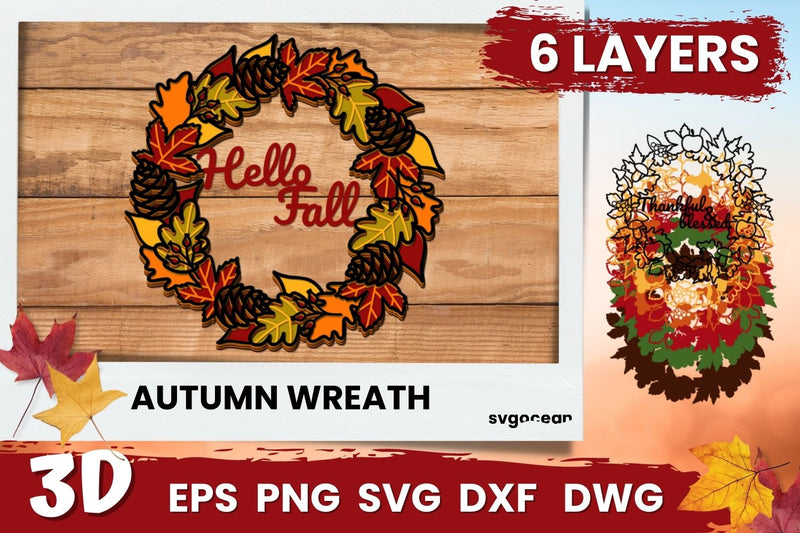 3D Hello Fall Wreath Svg SVG SvgOcean 