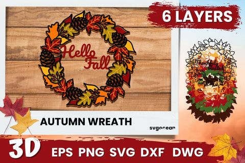 3D Hello Fall Wreath Svg SVG SvgOcean 
