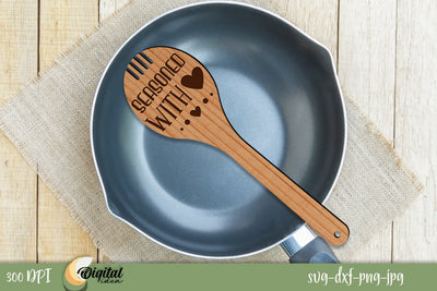 3D Home Kitchen Decor Laser Cut. Engraved Wooden Spatulas. SVG Evgenyia Guschina 