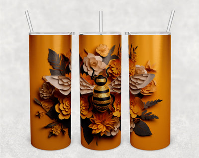 3D Honey Bee Tumbler Wrap, 20 Oz Skinny Tumbler Sublimation Design, Bee Tumbler PNG Sublimation HappyDesignStudio 