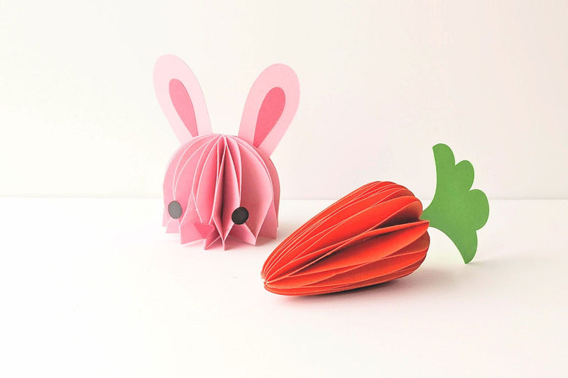 3D Honeycomb Easter Bunny Face and Carrot SVG Duo 3D Paper Risa Rocks It 