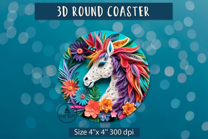 3d Horse png , Round coaster design Sublimation Olga Boat Design 