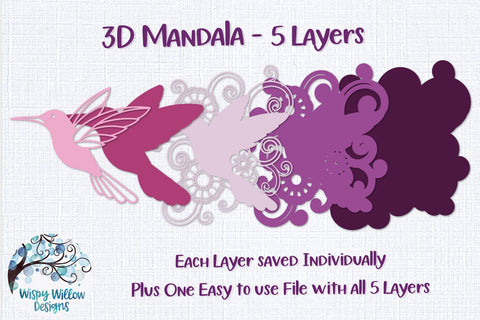 3D Hummingbird Mandala SVG 3D Paper Wispy Willow Designs 
