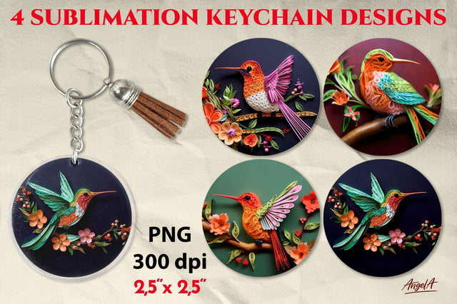 3d hummingbird sublimation PNG / Round keychain sublimation Sublimation Angelina Semenova 