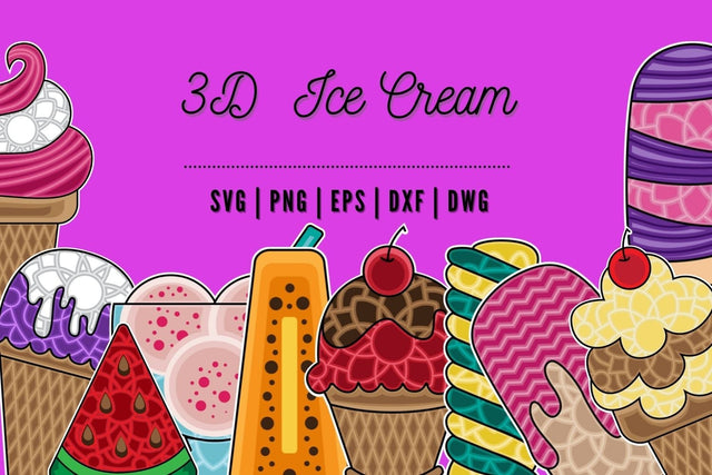 3D Ice Cream SVG Bundle SVG SvgOcean 
