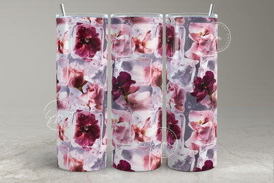 3D Ice Cube Tumbler, Summer Tumbler, Frozen Flower, 3D Floral Tumbler, Dahlia, 20 oz Skinny Tumbler Sublimation, Flowers in Icecube, Digital Sublimation Syre Digital Creations 