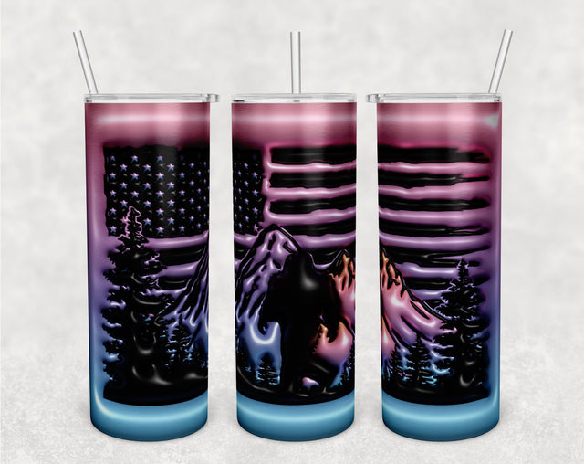 3D Inflated Bigfoot In The Mountains Tumbler Wrap, 20oz Skinny Tumbler Sublimation Design, Puffy Sasquatch Tumbler PNG, Yeti Tumbler Wrap Sublimation HappyDesignStudio 