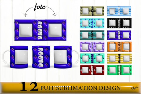 3D Inflated Bundle. 3D Puff Mug Bundle. Mug Bundles PNG Sublimation Olga Terlyanskaya 