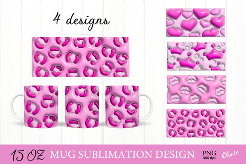 3D Inflated Bundle. 3D Puff Mug Bundle. Mug Bundles PNG Sublimation Olga Terlyanskaya 