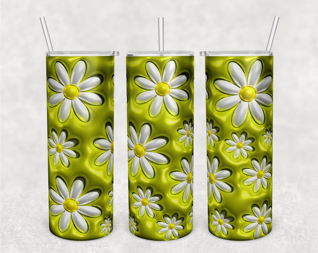3D Inflated Daisies Tumbler Wrap, 20oz Skinny Tumbler Sublimation Design, Puffy Daisies Tumbler PNG Sublimation HappyDesignStudio 