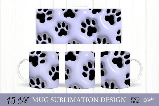 3D Inflated Design. 3D Puff Paw Mug. Dog Mug Sublimation Olga Terlyanskaya 