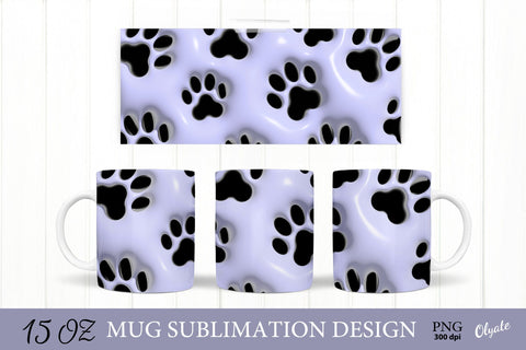 3D Inflated Design. 3D Puff Paw Mug. Dog Mug Sublimation Olga Terlyanskaya 