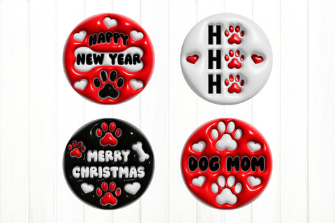 3D Inflated Design. Dog Christmas Ornament Bundle Sublimation Olga Terlyanskaya 