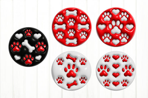 3D Inflated Design. Dog Christmas Ornament Bundle Sublimation Olga Terlyanskaya 