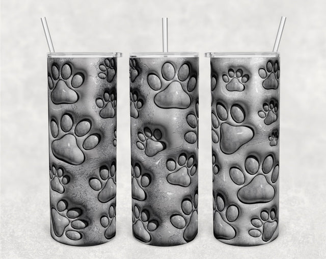 3D Inflated Dog Paw Tumbler Wrap, 20oz Skinny Tumbler Sublimation Design, Puffy Dog Paw Tumbler PNG Sublimation HappyDesignStudio 