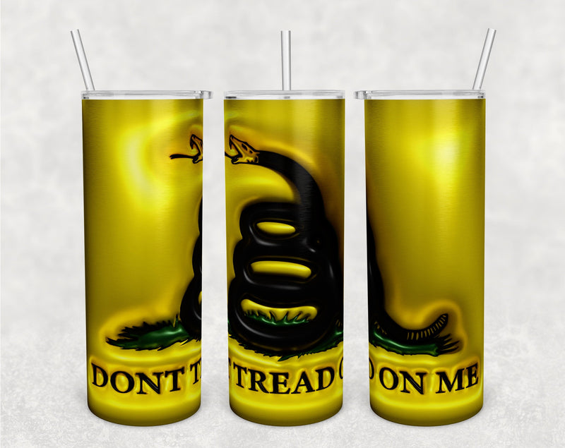 3D Inflated Don't Tread On Me Tumbler Wrap, 20oz Skinny Tumbler Sublimation Design, Puffy Gadsden Flag Tumbler PNG, Snake Tumbler Wrap Sublimation HappyDesignStudio 