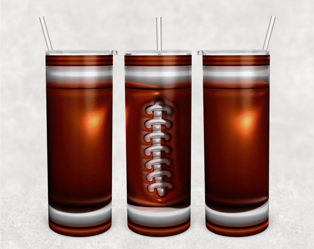 3D Inflated Football Tumbler Wrap, 20oz Skinny Tumbler Sublimation Design, Puffy Football Tumbler PNG Sublimation HappyDesignStudio 