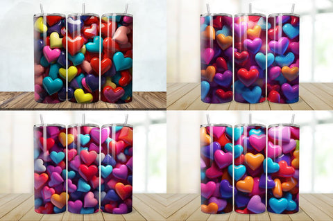 3D Inflated Hearts Love Tumbler Bundle Sublimation Regulrcrative 