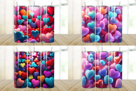 3D Inflated Hearts Love Tumbler Bundle Sublimation Regulrcrative 