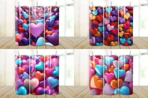3D Inflated Hearts Love Tumbler Bundle Sublimation Regulrcrative 