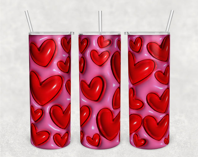 3D Inflated Hearts Tumbler Wrap, 20oz Skinny Tumbler Sublimation Design, Puffy Hearts Tumbler PNG Sublimation HappyDesignStudio 