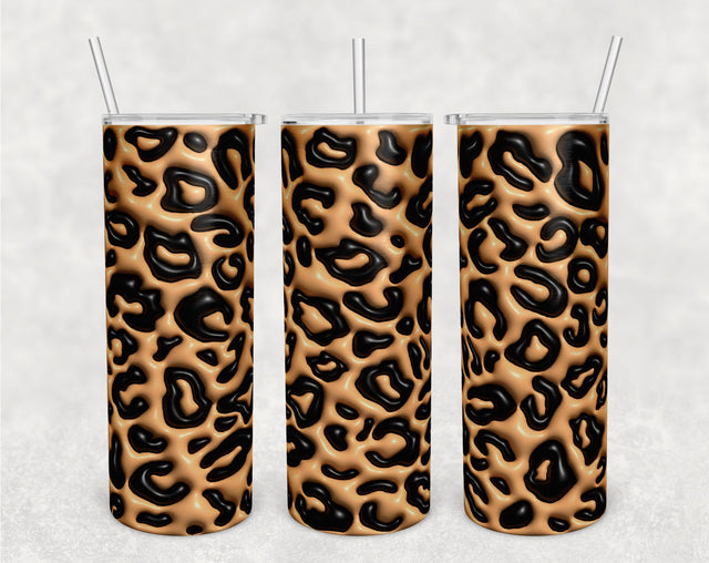 3D Inflated Leopard Skin Tumbler Wrap, 20oz Skinny Tumbler Sublimation Design, Inflated Leopard Spots Tumbler PNG Sublimation HappyDesignStudio 