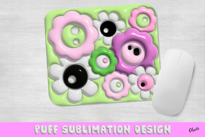 3D Inflated Mouse Pad Sublimation Design. 3D Flowers Sublimation Olga Terlyanskaya 