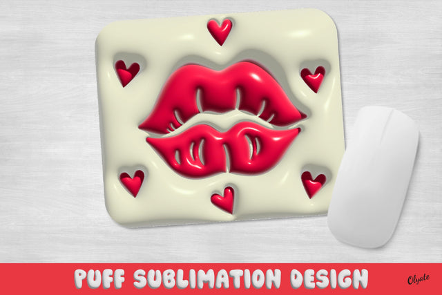3D Inflated Mouse Pad Sublimation Design. 3D Puff Lips Sublimation Olga Terlyanskaya 