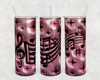 3D Inflated Music Notes Tumbler Wrap, 20oz Skinny Tumbler Sublimation Design, Puffy Music Notes Tumbler PNG, Meloman Tumbler Wrap Sublimation HappyDesignStudio 