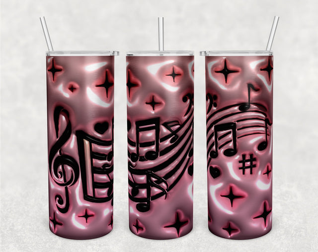 3D Inflated Music Notes Tumbler Wrap, 20oz Skinny Tumbler Sublimation Design, Puffy Music Notes Tumbler PNG, Meloman Tumbler Wrap Sublimation HappyDesignStudio 