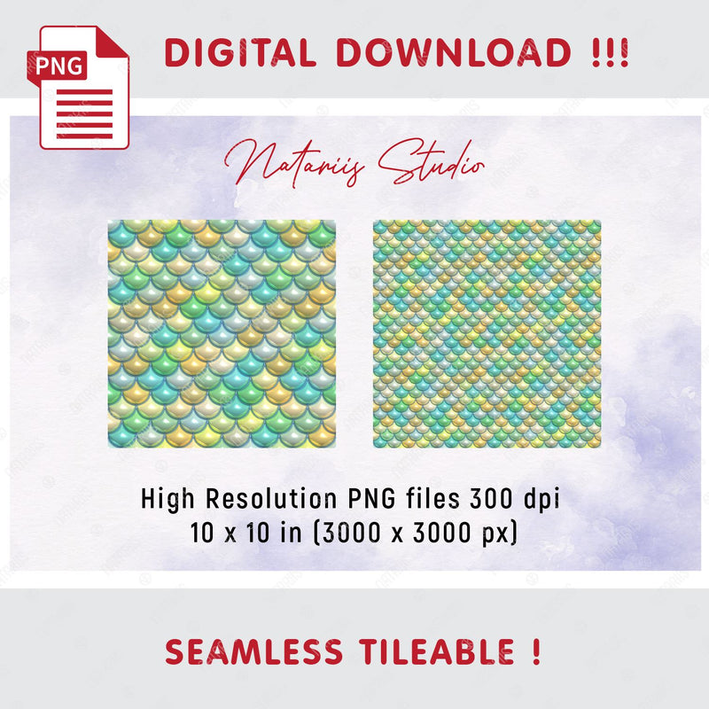 3D Inflated Puff Mermaid Scales - Seamless Tileable Pattern. - So Fontsy