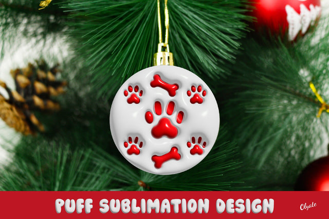 3D Inflated Puff Sublimation. Christmas Ornaments Dog Sublimation Olga Terlyanskaya 
