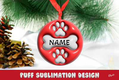 3D Inflated Puff Sublimation. Dog Christmas Ornament PNG Sublimation Olga Terlyanskaya 