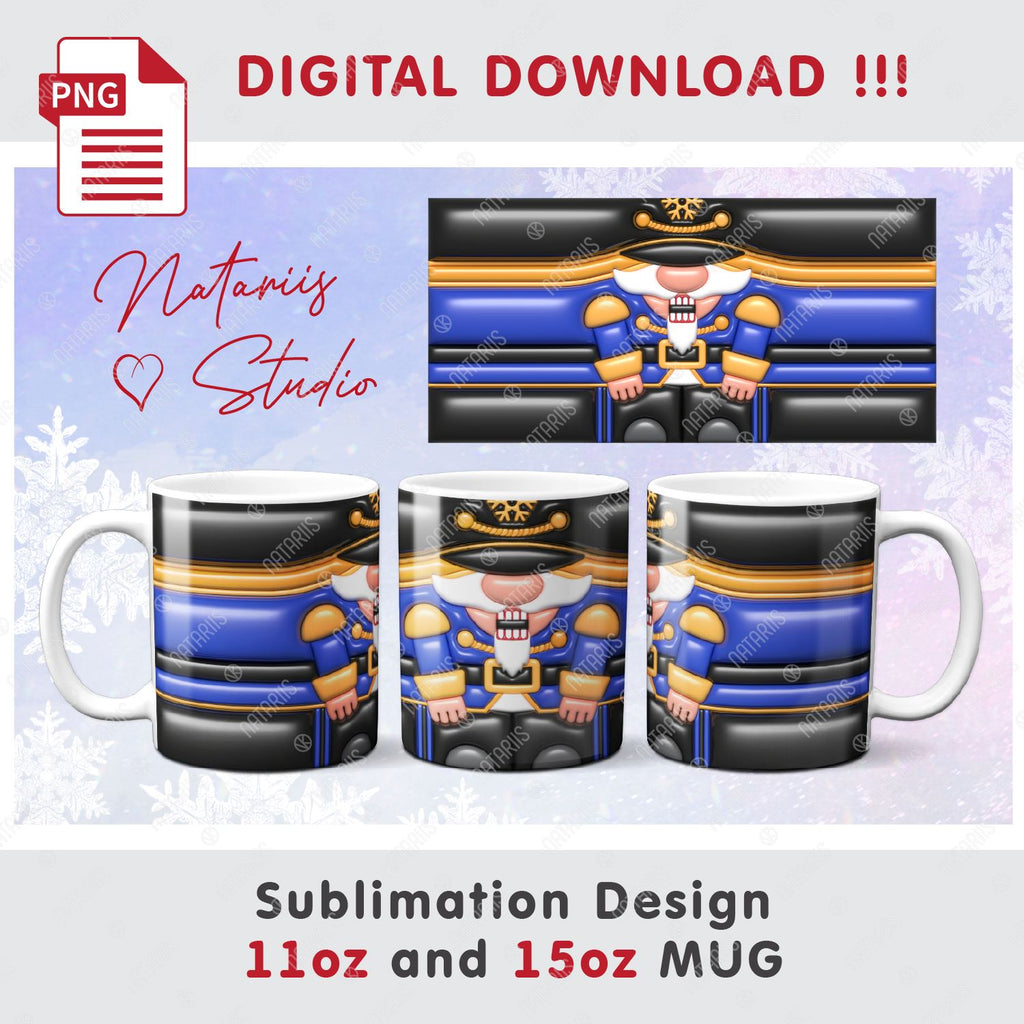 3D Christmas Mug Inflated Santa Mug, Christmas Puffy Mug Press Design 11oz  and 15oz