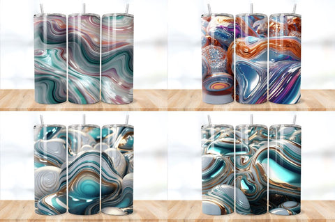 3D Inflated Silver Agate Tumbler Bundle Sublimation Regulrcrative 