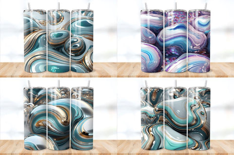 3D Inflated Silver Agate Tumbler Bundle Sublimation Regulrcrative 