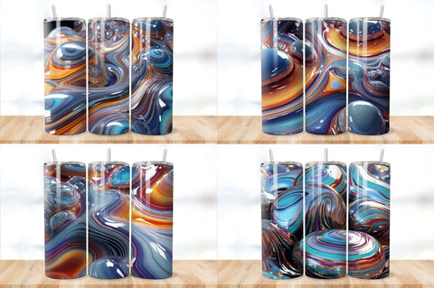 3D Inflated Silver Agate Tumbler Bundle Sublimation Regulrcrative 