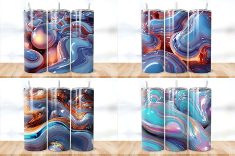 3D Inflated Silver Agate Tumbler Bundle Sublimation Regulrcrative 
