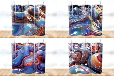 3D Inflated Silver Agate Tumbler Bundle Sublimation Regulrcrative 