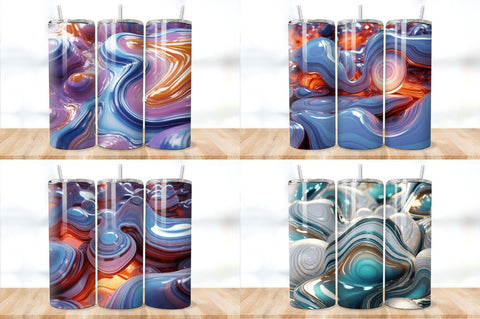 3D Inflated Silver Agate Tumbler Bundle Sublimation Regulrcrative 