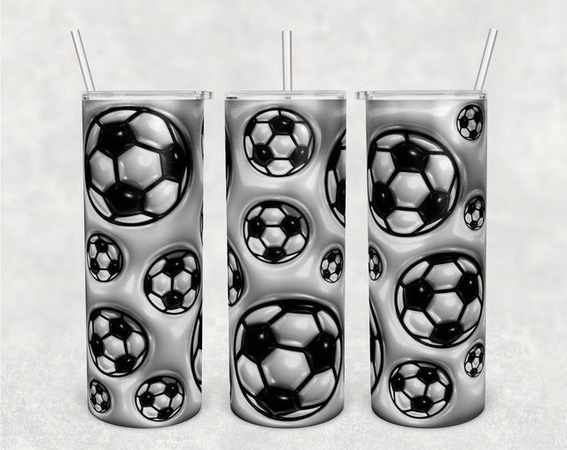 3D Inflated Soccer Balls Tumbler Wrap, 20oz Skinny Tumbler Sublimation Design, Puffy Soccer Balls Tumbler PNG Sublimation HappyDesignStudio 