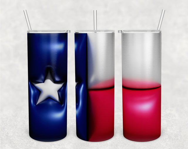 3D Inflated Texas Flag Tumbler Wrap, 20oz Skinny Tumbler Sublimation Design, Puffy Flag Of Texas Tumbler PNG, Texas Tumbler Wrap Sublimation HappyDesignStudio 
