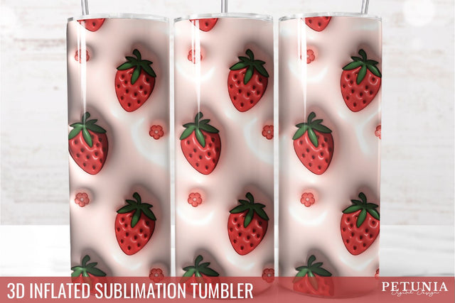 3D Inflated Tumbler wrap | 3D Sublimation Tumbler Wrap Sublimation Petunia Digital Design 